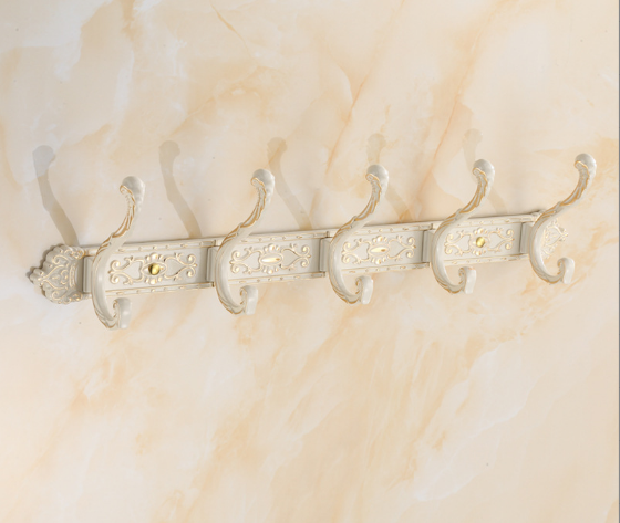 Antiek Gesneden Handdoek Hanger Kleding Hoed Haak Rij Vintage Gewaad Haak Badkamer Gewaad Haak Bad Hardware Set Keukenhanger: Licht Geel