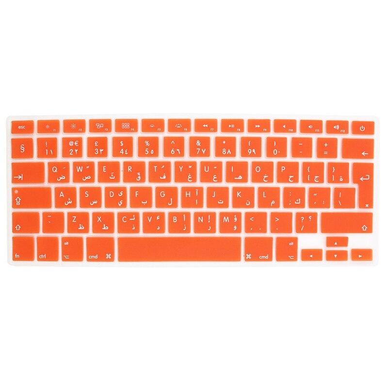 SR 14 Colors EU Arabic Language Letter Silicone Keyboard Cover Sticker for Macbook Air 13 Pro 13 15 17 Retina Protector Sticker: Orange