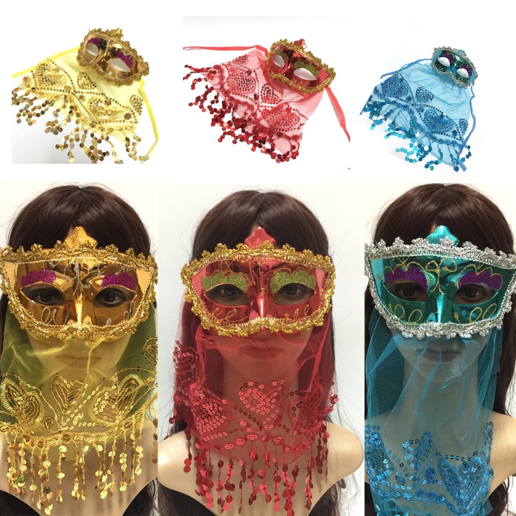 Sexy Lace Veil Venetian Mask Venice Wedding Carnival Party Performance Costume Egyptian princess Lady Mask Masquerade