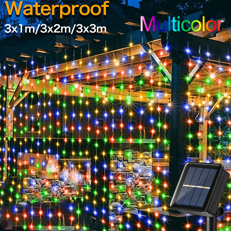 300LEDs Solar- Vorhang Licht LED Ich bin Freien Wasserdichte Girlande Dekoration Lichterketten Hof Weihnachten Gebühr Girlande Lichterketten: RGB / 0-5W