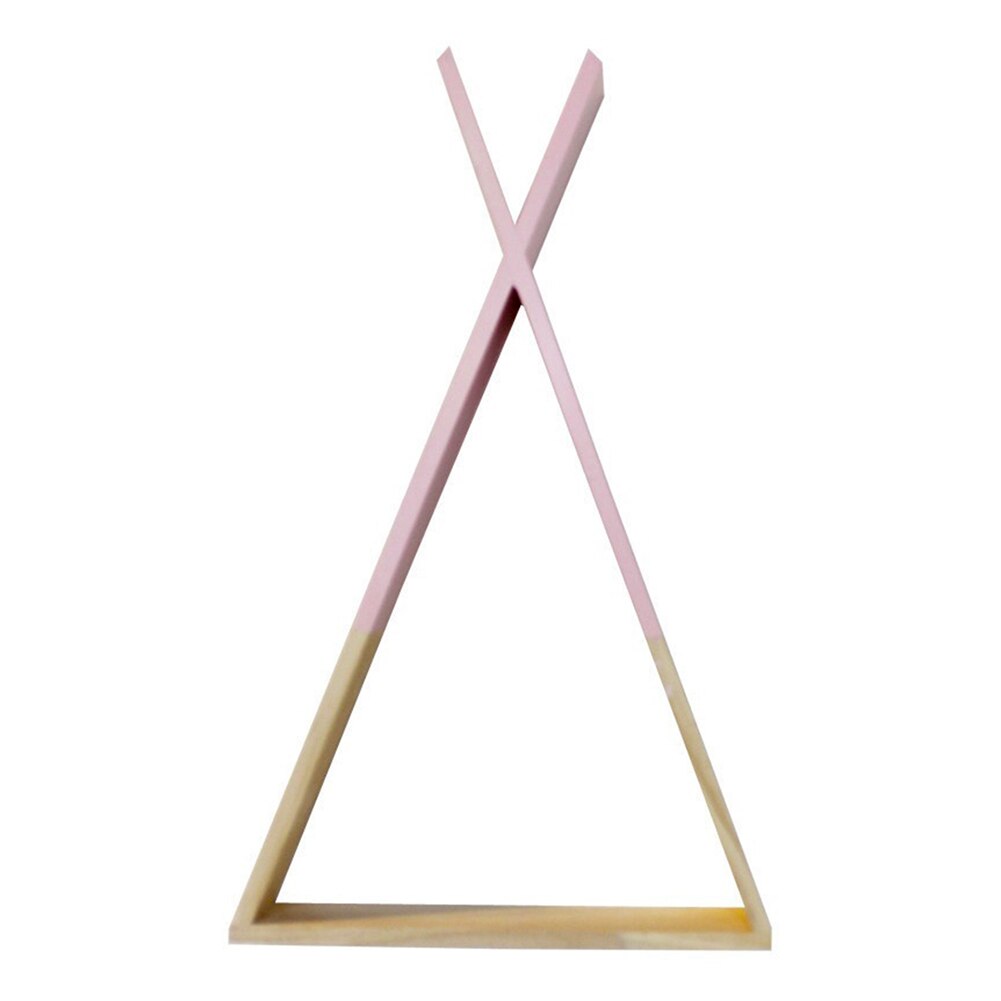 23*39cm triangel vägg ram hus hylla display rack dekorera vardagsrum sovrum barnrum hantverk förvaringsställ: Rosa