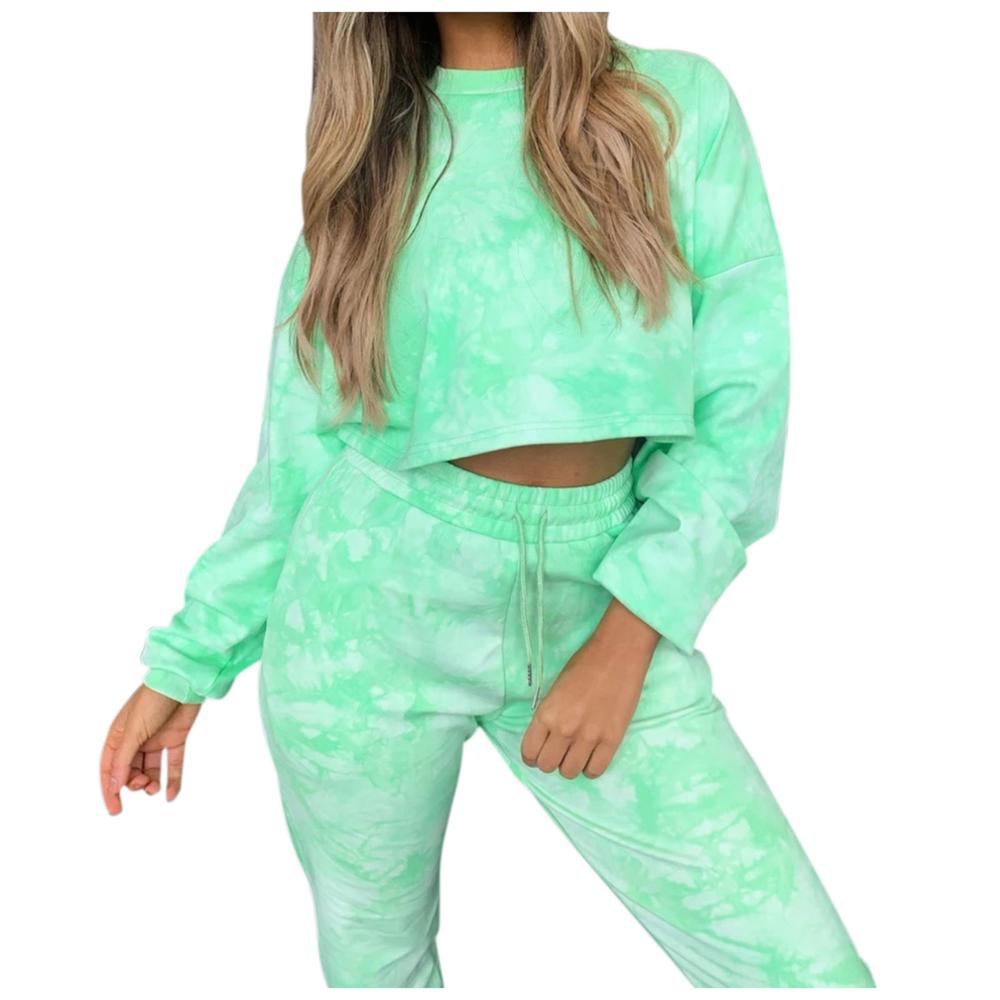 Tracksuit Women Tie Dye 2 Piece Set O-Neck Long Sleeve Blouse+Pants Outfit Dres Damski Dresy Damskie Komplet Dresowy Damski: A / XL