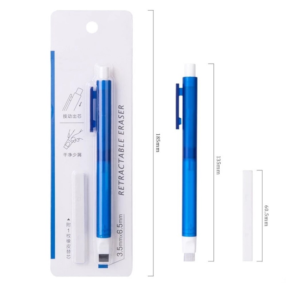 Press Retractable Pencil Eraser Pen Shape Drawing Eraser Telescopic Writing Tool School Supplies Stationery
