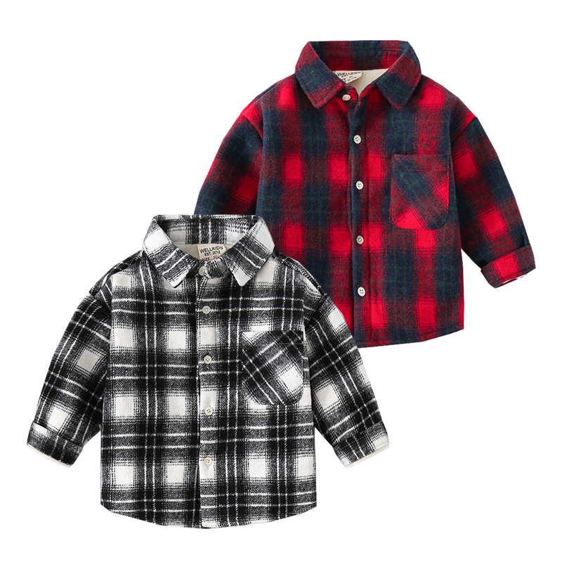 Veste à carreaux pour garçon, tenue d'hiver, Style britannique, manteau d'automne pour enfant en bas âge
