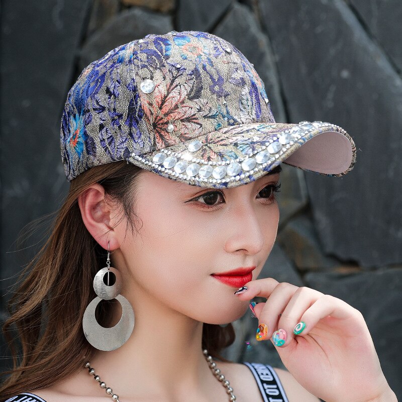 Sombrero de sol para mujer y niña, gorra de béisbol con diamantes de imitación y perlas, colorida, Snapback, Cool Star
