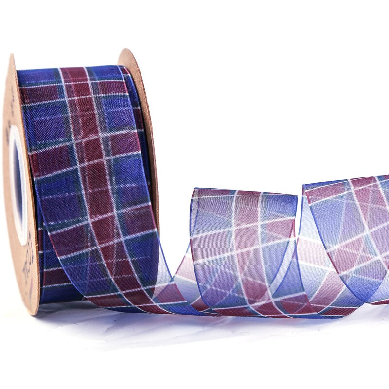 Schotse ruit geruit gingham lint organza tape 40mm 50 yards/lot haarstrikken hoofdband stropdassen broche diy materiaal knutselspullen: 2