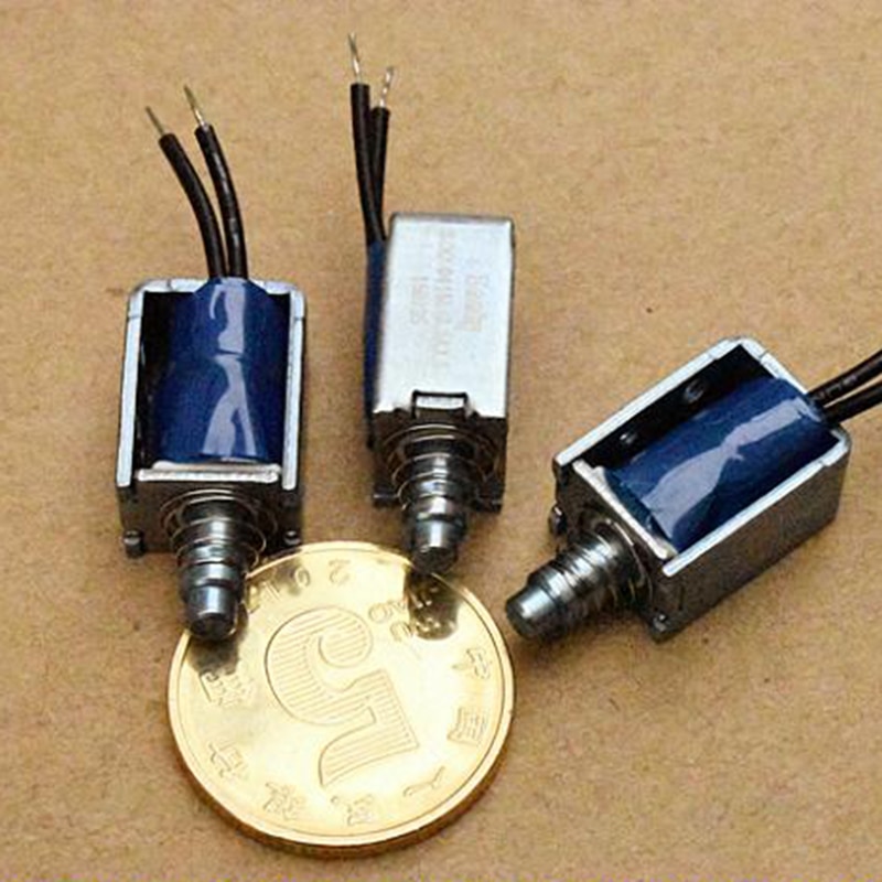 DC5V 6V Micro electroimán solenoide empuje a través del tipo Micro imán eléctrico para cerradura de puerta con contraseña