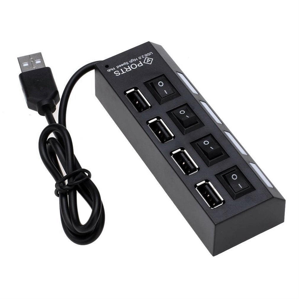 High Speed 4 Port USB 2.0 External Multi Expansion Hub ON OFF for Switch: Default Title