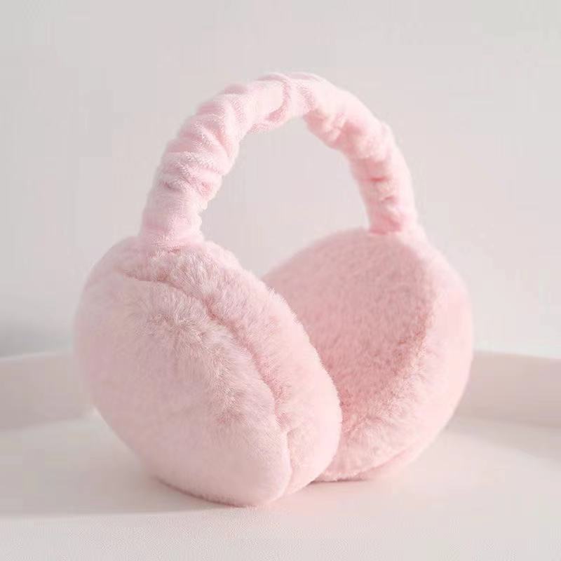 Foldable Stretch Soft Earmuffs for Women Men Warm Cute Plus Velvet Earmuffs Winter Ladies Cold Protection Ear-Muffs: light pink