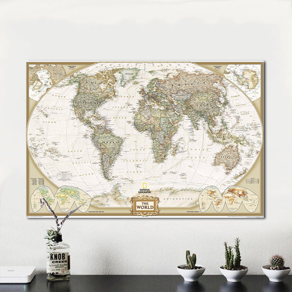 10PCS Large Vintage World Map Office Supplies Detailed Antique Poster Wall Chart Retro Paper Matte Kraft Paper 20*30CM Map World