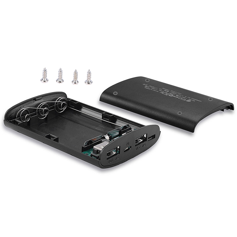 Carcasa vacía para batería de 3,7 V, 3 ranuras, 18650, cargador de Banco de energía, carcasa de carga, Mini carcasa de fuente de alimentación sin soldadura: Negro