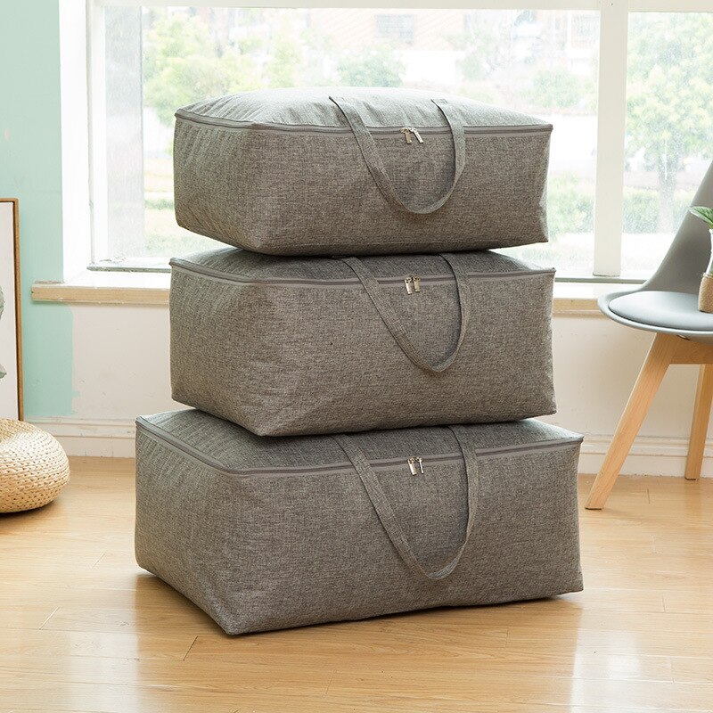 Katoen Linnen Kleding Quilt Opbergtas Waterdichte Zachte Pakket Box Effen Kleding Sorteren Organizer Draagbare Reizen Handtas