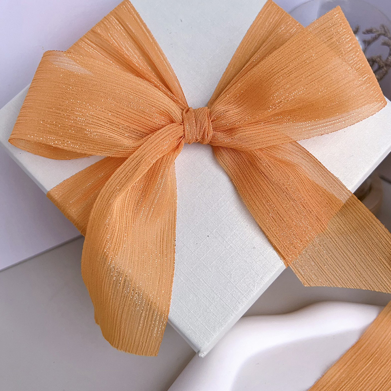 Chiffon Band Falten Gittergewebe Einfarbig Band DIY Schleife Kasten Blume Verpackung Verpackung Garn Band Hochzeit Party Dekoration