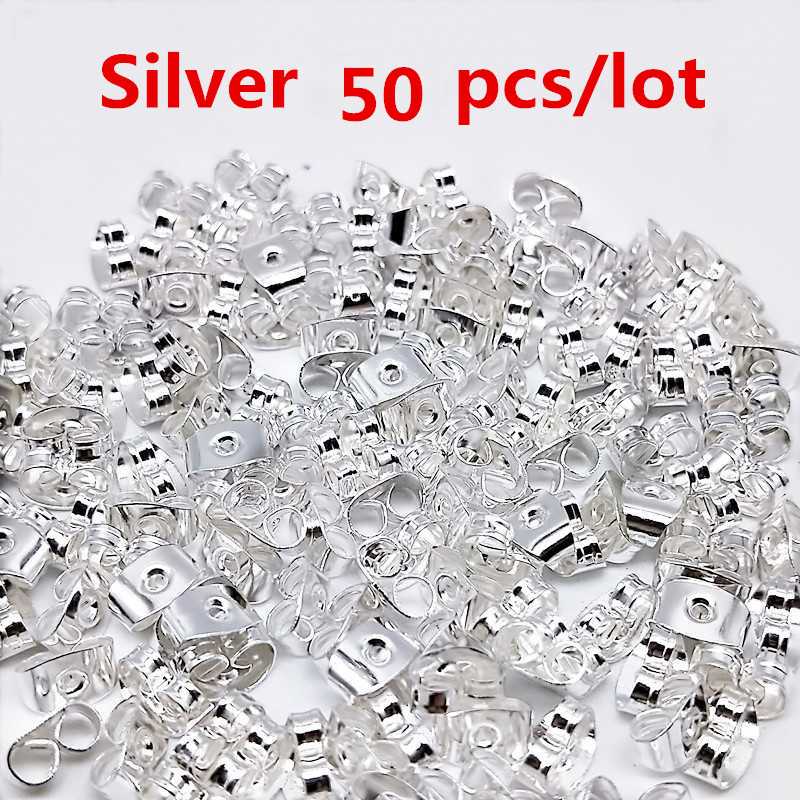 50/100 pièces pas cher résultats de bijoux en métal accessoires perles bouchons d'oreille écrous de poteau clair souple Silicone caoutchouc boucle d'oreille dos bouchon: 2