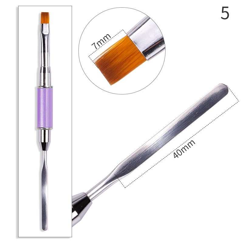 Lápiz de belleza para Nail Art, pluma de acero de doble cabeza y ajuste de pegamento con pluma de pintura de pétalos en forma especial, herramienta de belleza, 1 ud.: Morado