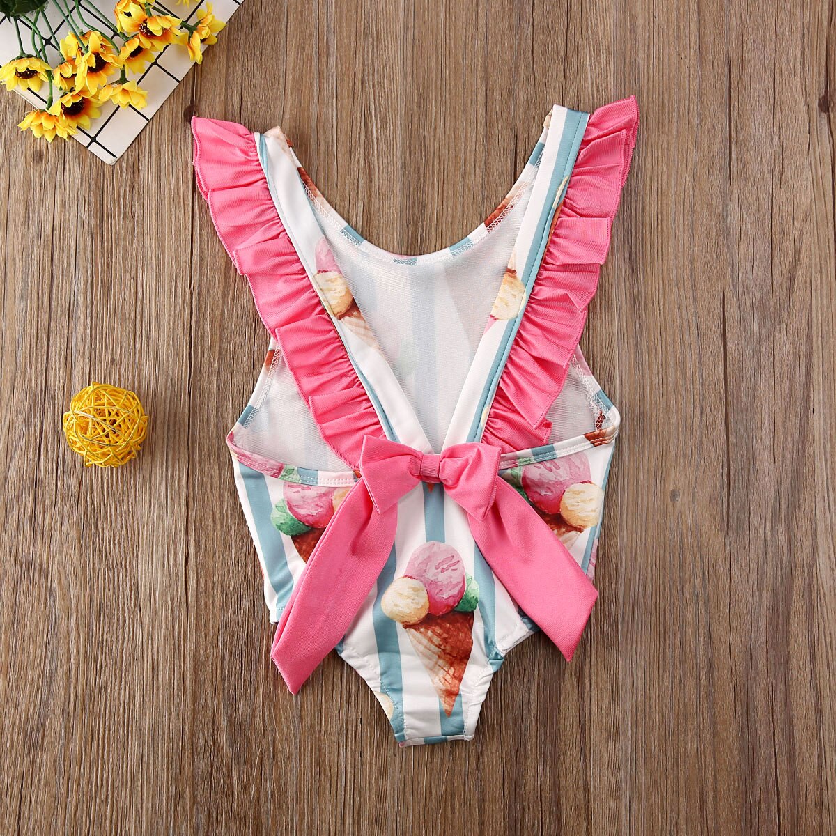 Sommer Kleinkind Kleinkind Baby Girsl badeanzug Bademode Bademode eins-stück Rüschen Schwimmbad badeanzug Schwimmen eis Nette 1-4Y