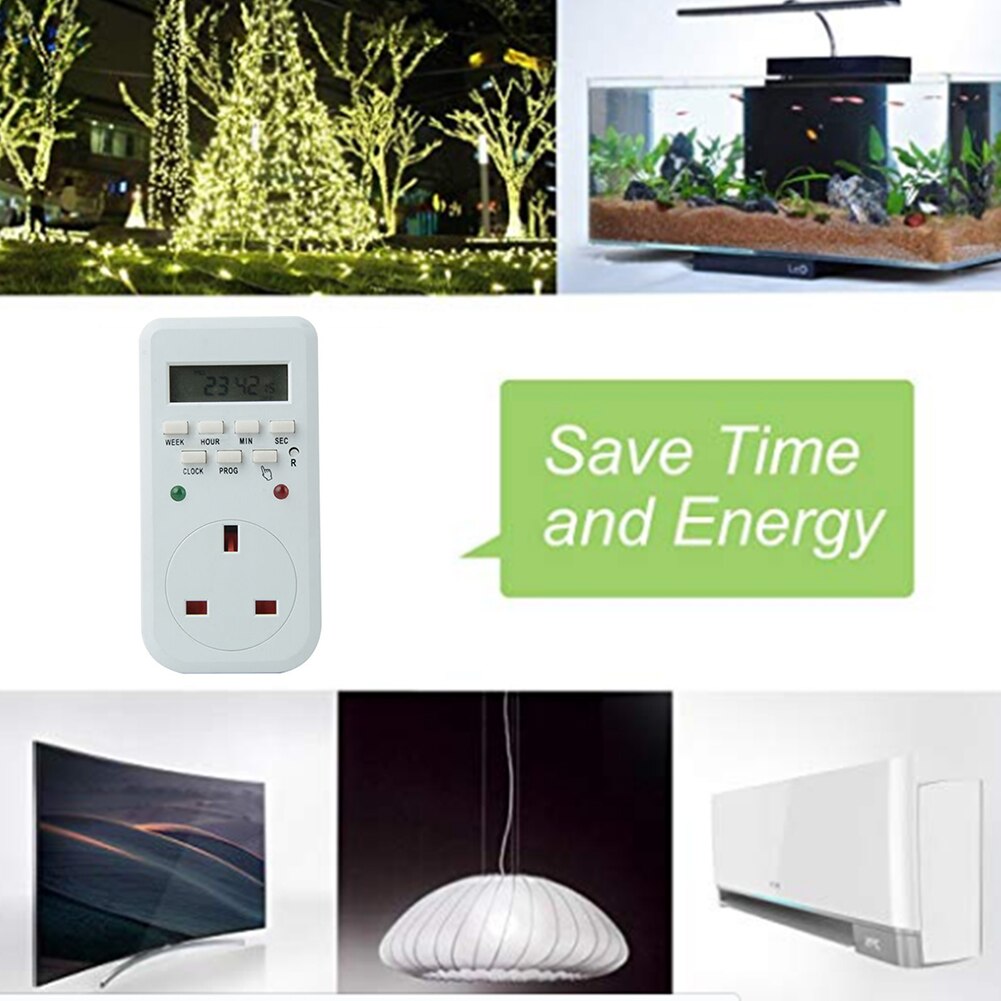 UK/EU Plug LCD Digital Timer Outlet 7 Day Programmable Wall Timer Switch Timer Switch Light Switch Timer Programmable