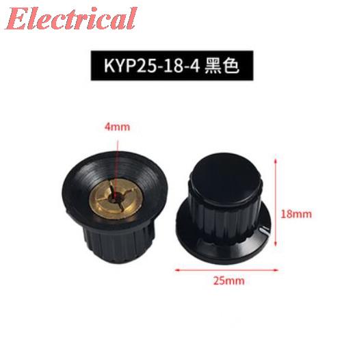 Tapa con botón para potenciómetro, eje moleteado de plástico, 4mm, 6mm, Agujero del eje de diámetro, negro/gris, 16x16mm, 25x18mm, 32x20mm: KYP25-18-4J Black 