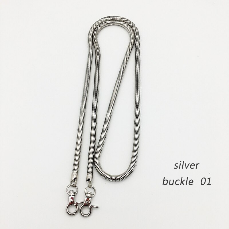 Ersättning guldkedja för väska delar tillbehör silverkedjor axel crossbody väskor för kvinnor lång svart handväska rem bälte: Silverspänne 01 / 4.2 mm