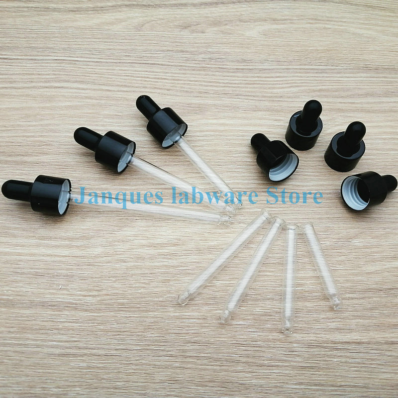 10 st 5ml to 100ml klarglas droppflaska svart sug reagens pipett, essentiella olja flaskor för labb experiment