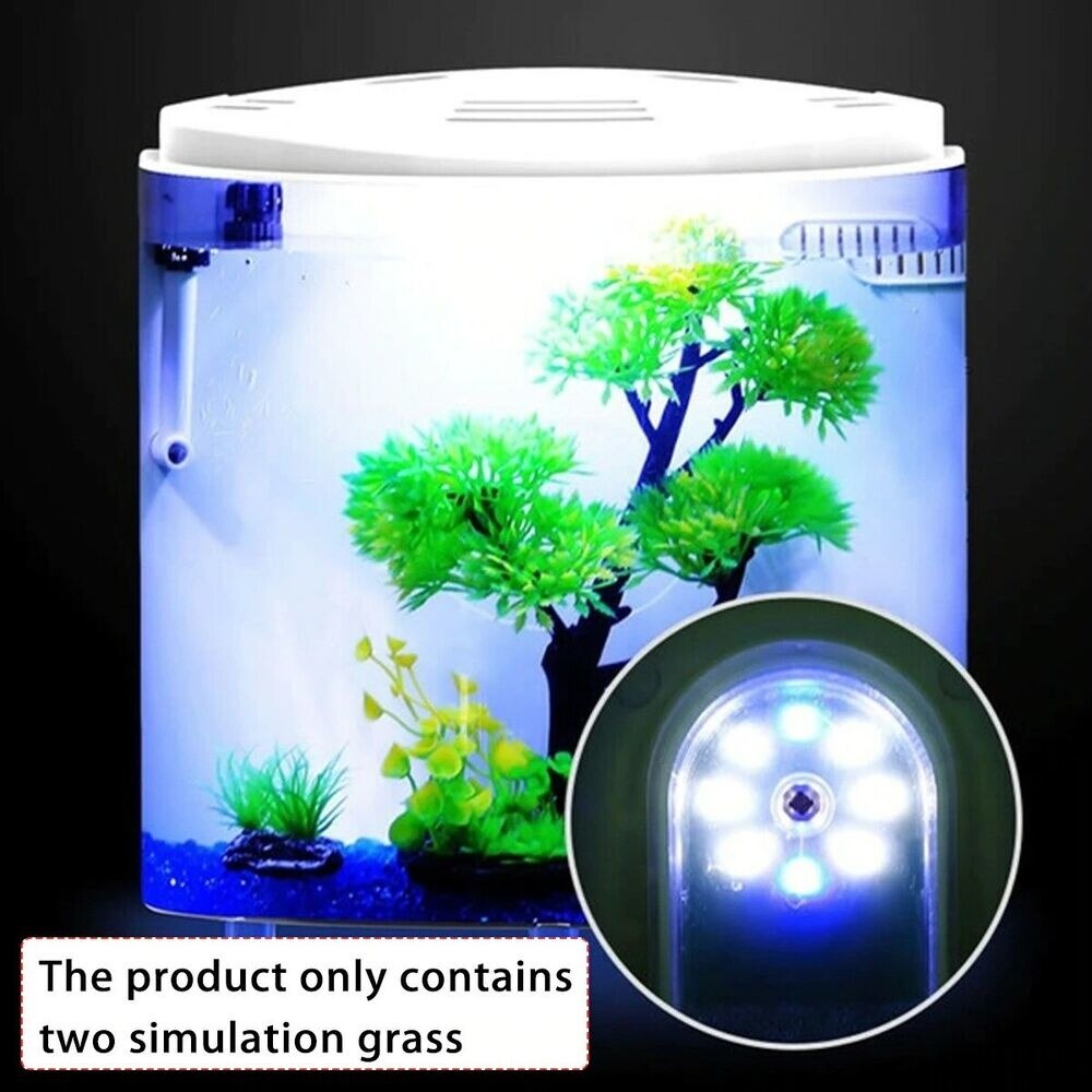 Home Office Desktop Aquarium Half Moon Large Capacity Desktop Acrylic Mini Nano Air Pump Led Light Build In Fish Tank