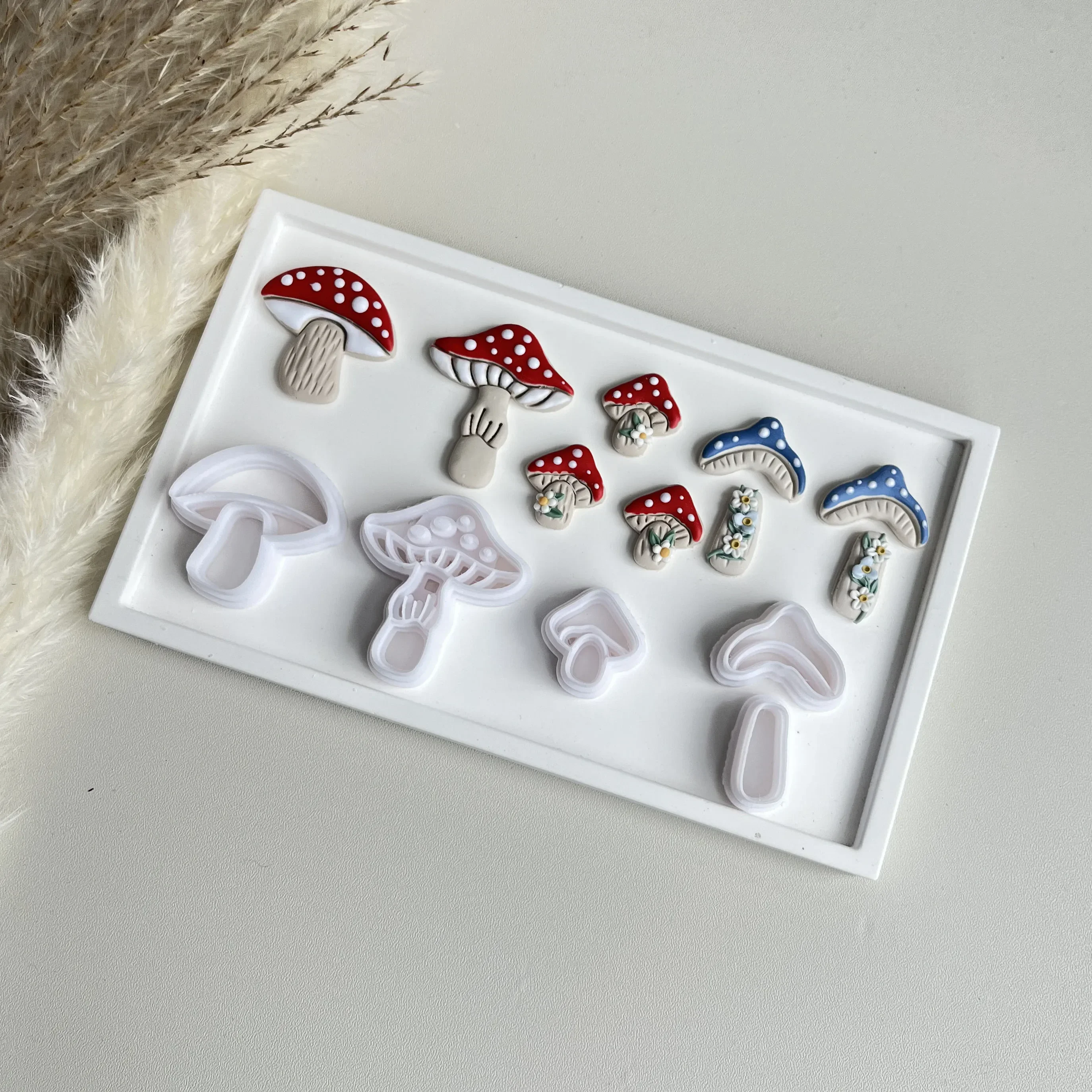 Cute Mushroom Shape Polymer Clay Cutters Clay Molds With Details For DIY Earrings Printed Pattern Decoration