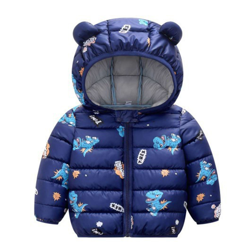 Jaqueta de algodão infantil, casaco com capuz, roupas infantis fofas para meninos e meninas de 0-4 anos e outono e inverno: darkblue / 3-6M