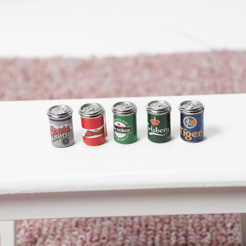 5 flessen Van Gesimuleerde Bier Kan Mini Voedsel Spelen 5 Flessen Bier Kan Scan Pop Speelgoed Meubels Accessoires