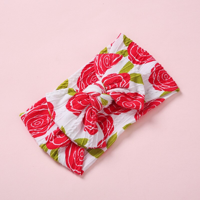 Fascia per bambini Nylon ragazze stampa floreale copricapo treccia bambini turbante elastico cavo accessori per capelli per neonati fascia per capelli morbida: 4