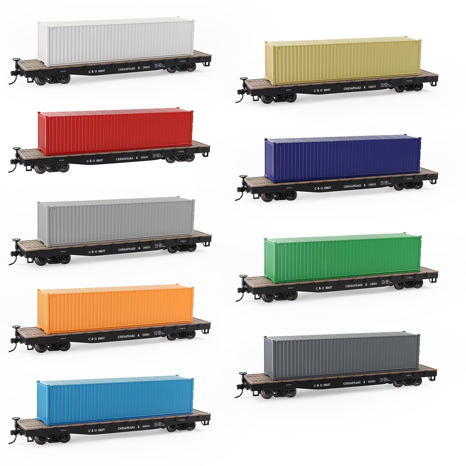 9 Stuks Ho Schaal 1:87 40ft Container Modeltreinen Cargo Box Geen Print Pure Kleur C8740