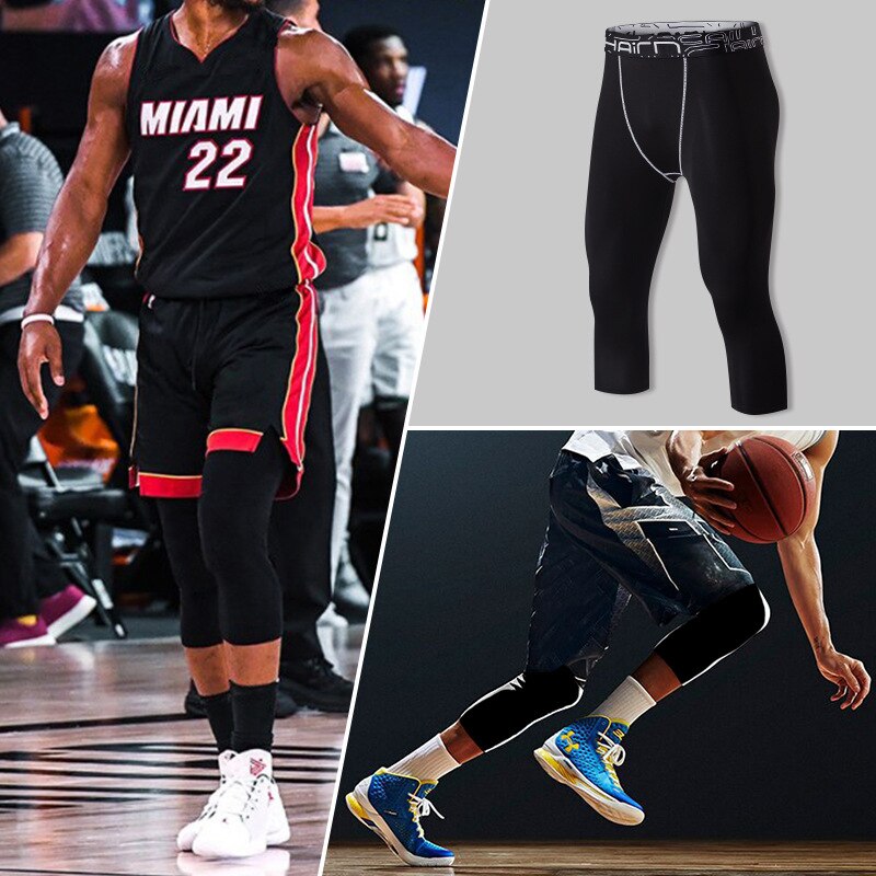 Compression tights man 3/4 Pants Jogging Outdoors Fitness leggings sportswear Training gymCropped trousers Basketball leggings