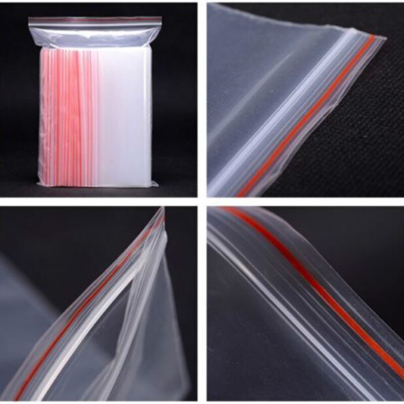 100pcs Clear Resealable Plastic Zip lock Bag Small mini Ziplock Bags 4x6 5x7 6x8 7x10 8x12 9x13 10x15 cm 7 size