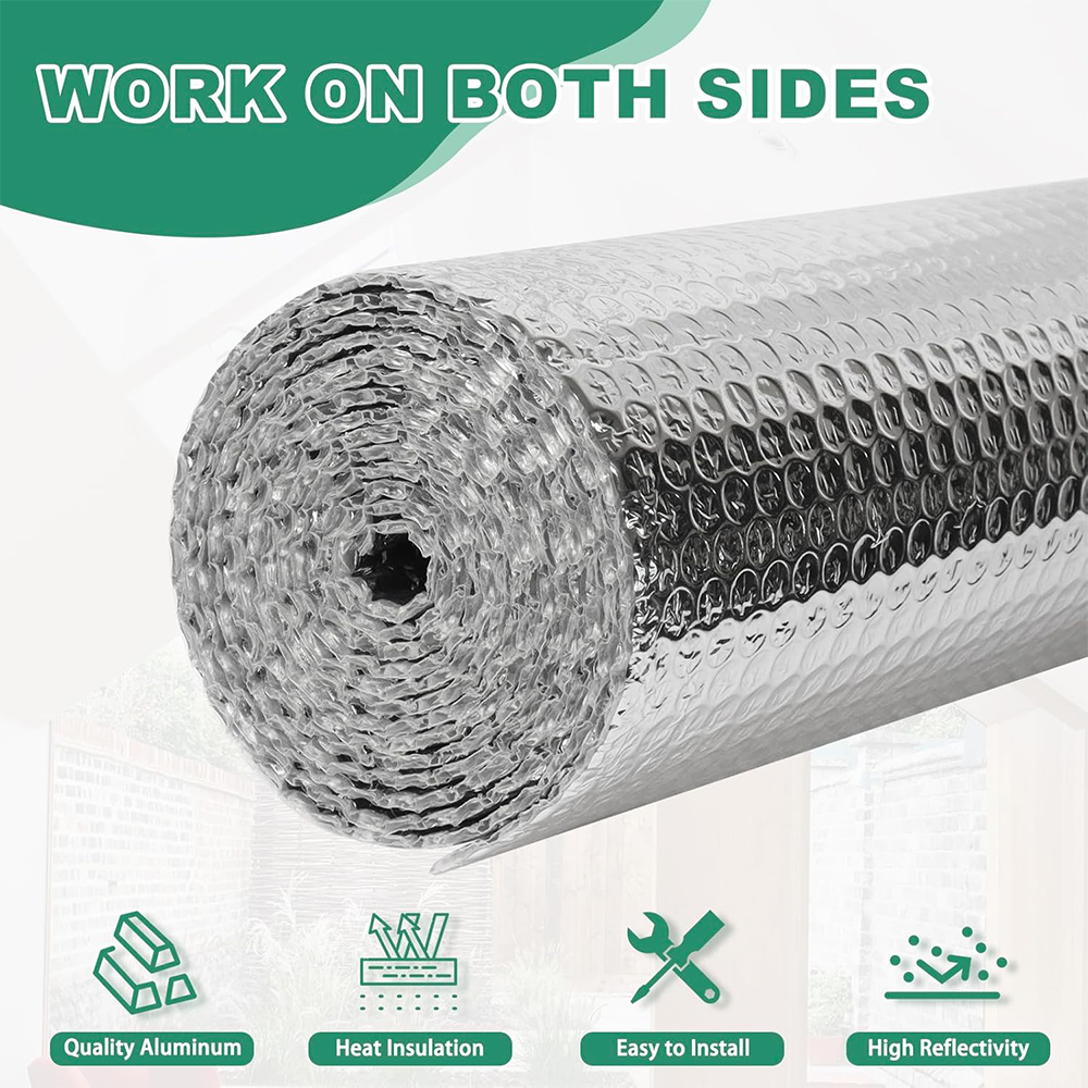 Double-sided aluminum film Reflective Insulation Foam Sheet Foil Bubble Roll for Keep Heat Thermal Shield Radiant Barrier 1MX3M