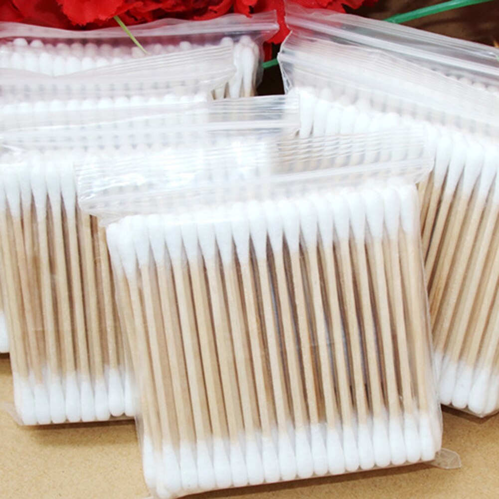100 stuks wegwerpbare dubbele kop houten stokjes voor vrouwen make-up wattenstaafjes make-up applicators oorreiniging gezondheidszorg tools