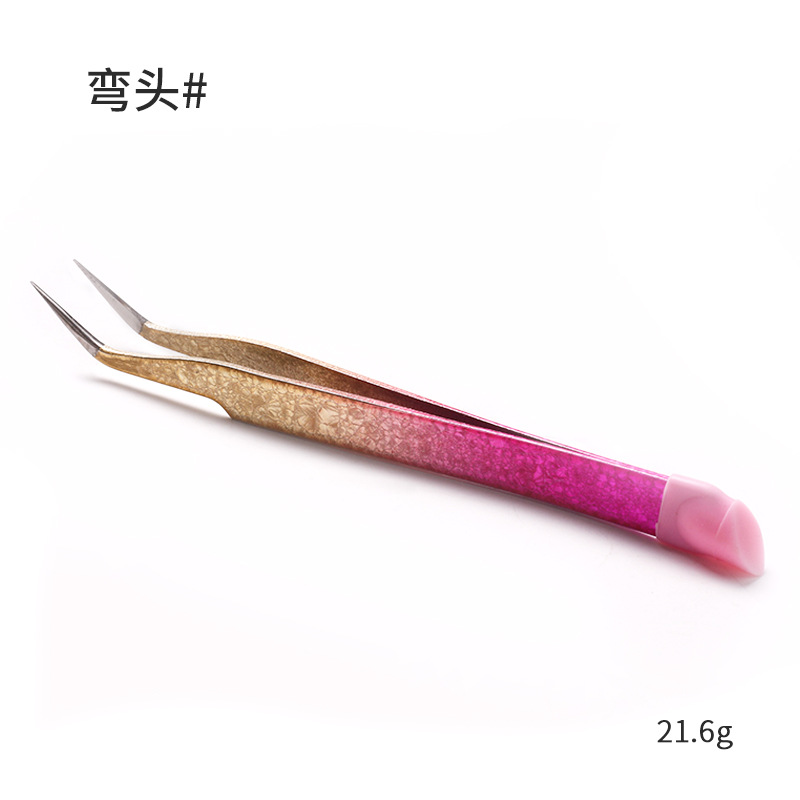 Pinzas para decoración de uñas de doble punta, con cabezal de presión de silicona, pegatina de diamantes de imitación, herramienta de selección, pinzas para pestañas de acero inoxidable, 1 ud.