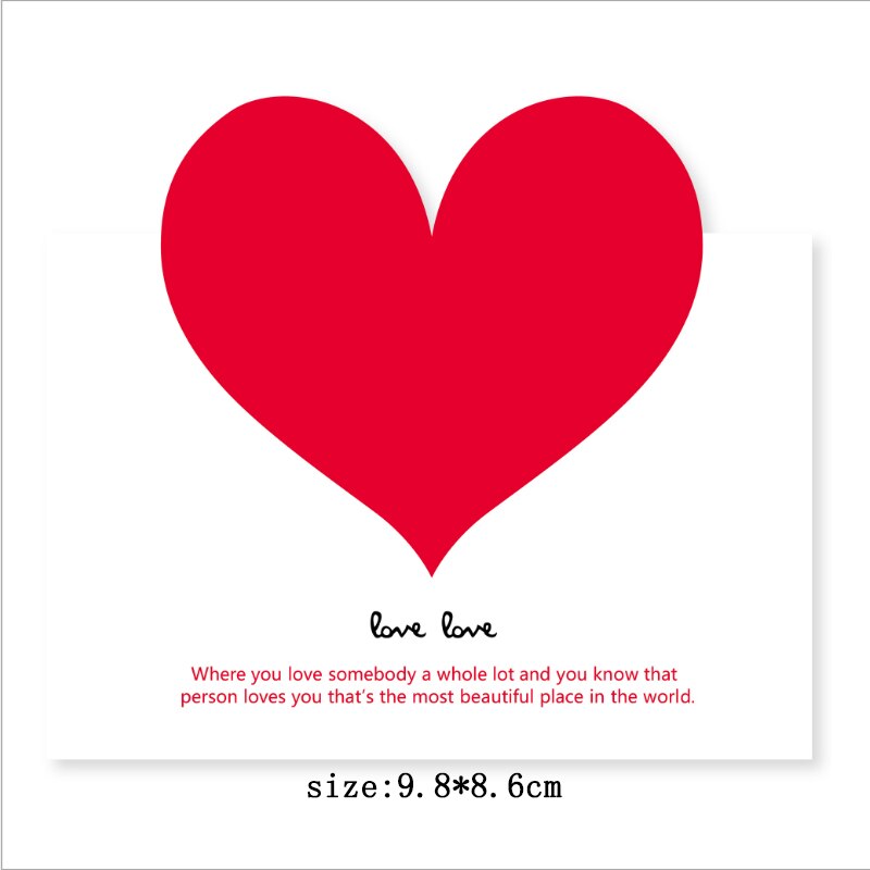 100pcs/pack Big love color card greeting card Valentine's day wedding invitation card heart cardchrismas: A