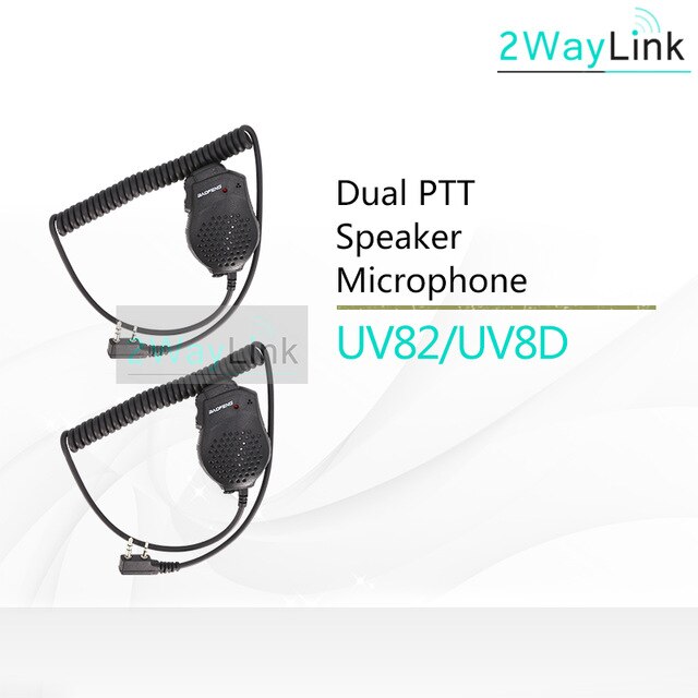 Dual Ptt Oortelefoon Mic Speaker UV-82 UV-8 UV82L UV-89 Uv 82 UV-82 Plus UV-82TP GT-5TP UV-82HP UV-82HX Headset Voor Baofeng uv 82: 2 PCS