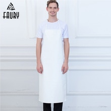 Unisex Halter Neck Long Aprons White Waterproof Restaurant Kitchen Catering Food Service Chef Work Wear Cooking Uniform Apron