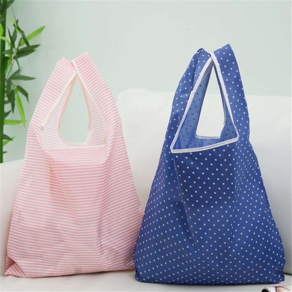 Foldable Tote Polyester Shopping Bag Supermarket Print Eco-friendly Reusable Portable Shoulder Handbag Travel Grocery Bag