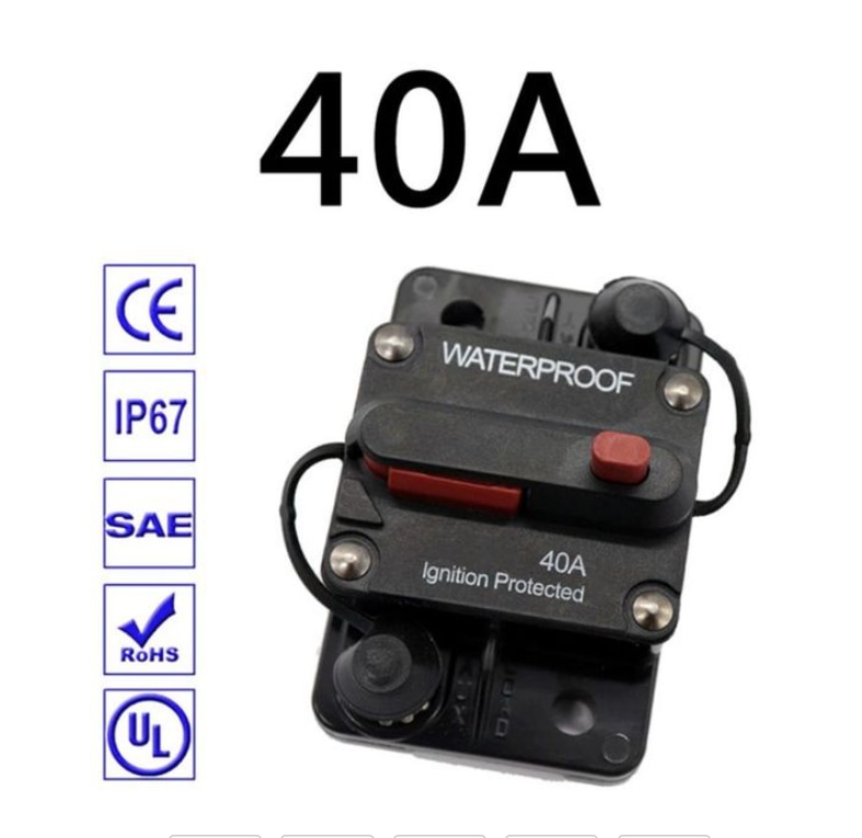 BYGD Afbryder - 30A-300A - Vandtæt Reset Sikring - 12-48V DC til Bil, Båd: Mørkegrå