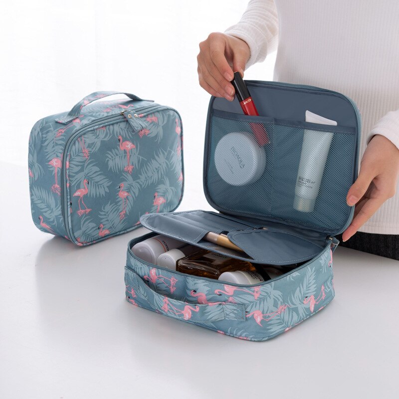 Bolsa de maquiagem profissional de duas camadas, bolsa portátil transparente para armazenamento de cosméticos, kit de higiene pessoal