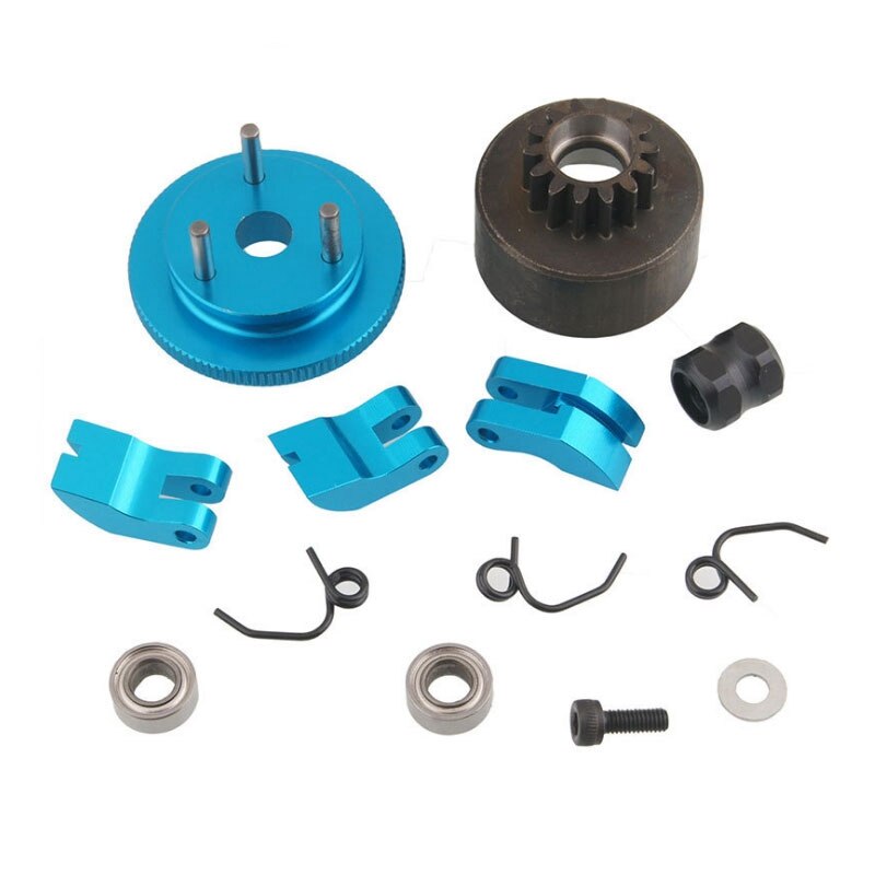 Rc clutch bell 14t gear leje clutch sko fjedre kegle & motor møtrik svinghjul forsamling til 1/8 rc model nitro bil hpi hsp traxxa