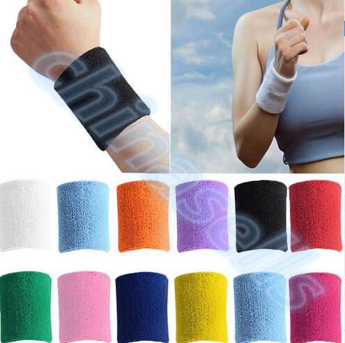 50pcs Sports Sweatband Cotton 8*8cm Terry Cloth Wrist Sweat Bands Tennis Fitness Basketball Wristband Wrist Support Protector