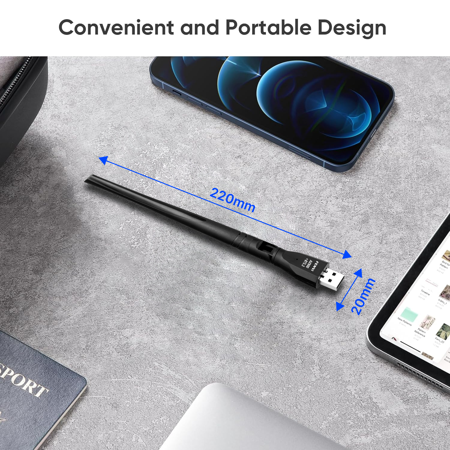 Fenvi 900Mbps WiFi 6 Adattatore USB Bluetooth 5.3 AX900 USB Dongle Scheda di rete wireless Dual Band 2.4/5G Driver gratuito per PC portatile