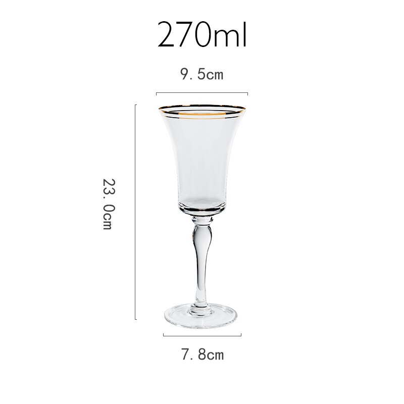 Bicchiere da vino in cristallo a bocca larga in vetro a forma di tulipano contralto bicchieri da vino dolce liquore Brandy Sherry tazza festa casa ristorante calice da bere: doppio oro 270ml