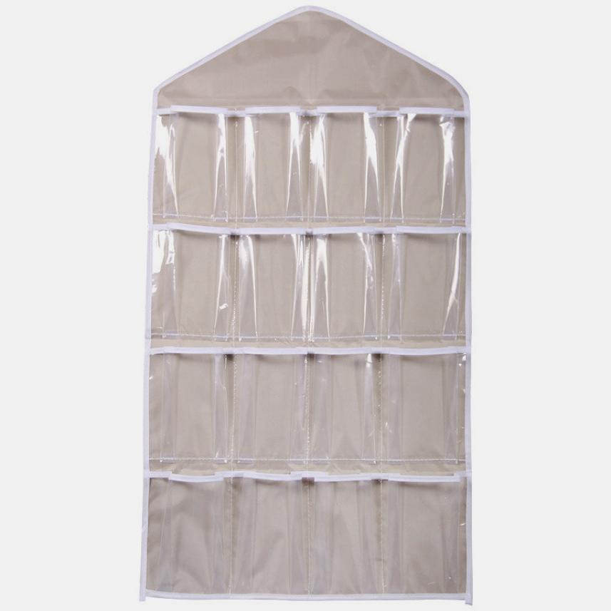 16 bolsos armário pendurado organizador sutiã roupa interior ordenação organizador saco de armazenamento parede pendurado rangement cajas organizadora: Bege