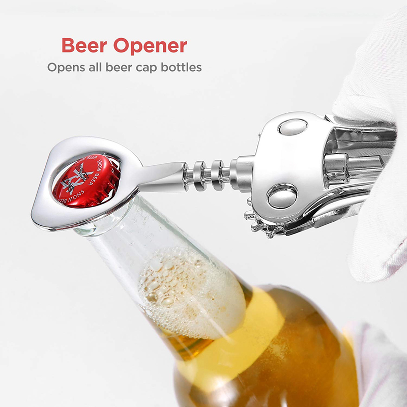Sacacorchos de ala multifuncional corcho de vino y tapa de cerveza removedor de abrebotellas, herramientas de restaurante de cocina/accesorios de Bar