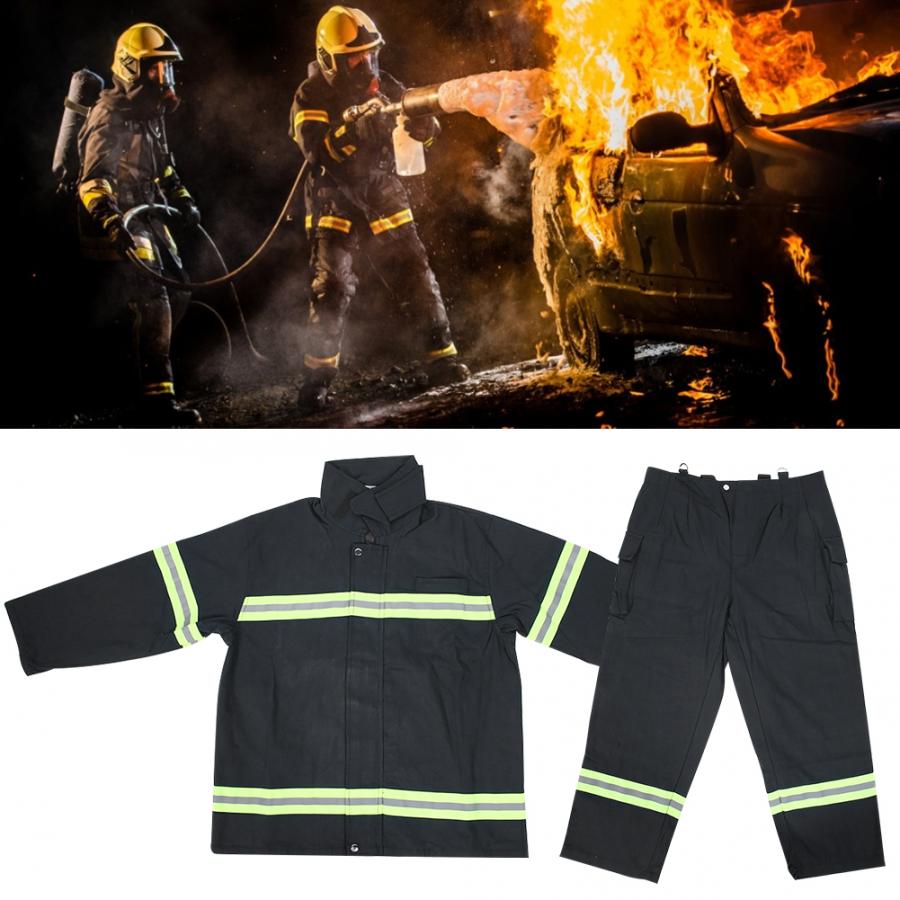 Feuer ausrügestochen Flammschutzmittel Feuerfeste Hitzebeständigen Feuerwehr Schutz Kleidung Reflektierende Mantel Hosen Feuer Beständig Kleidung