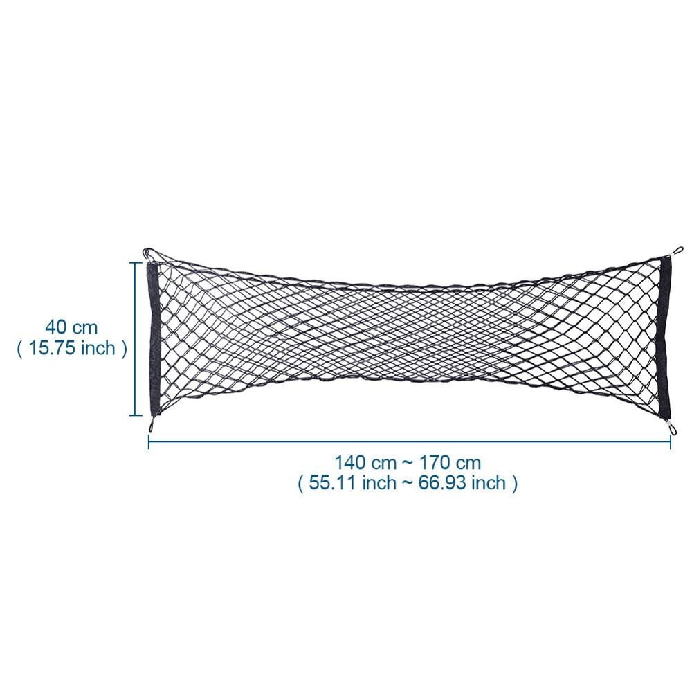Joustava ute auton tavaratilan säilytysjärjestelmä, jossa 2 asennusvaihtoehtoa 140cm x 40cm isoa takatavaraverkkoa