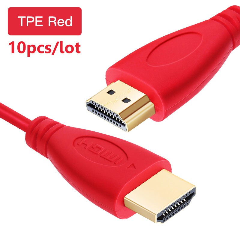 10pcs/Lot HDMI Cable High Speed 1080P 3D Gold Plated Video Cables for HDTV Laptop Computer 0.3m 1m 1.5m 2m 3m 5m 7.5m 10m 15m: Red / 1m